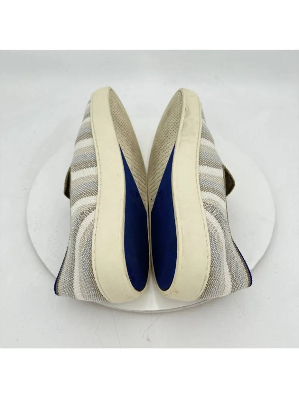 Rothys The Sneaker Slip On Women Size 12 White Grey Striple Casual Comfort Shoes - Picture 6 of 11